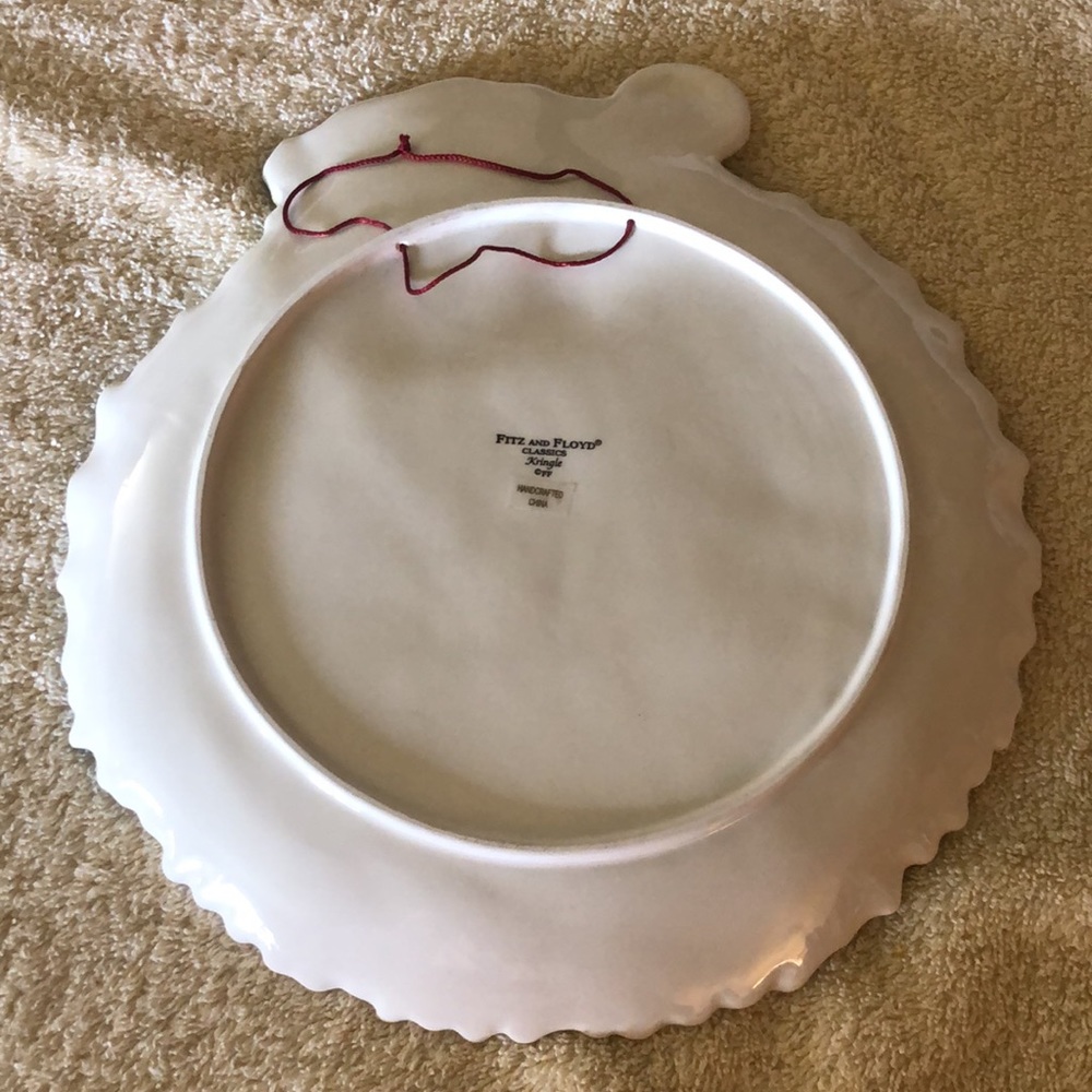Fitz & Floyd Kringle Serving Plate Ceramic new in damaged box 9" diameter - Picture 2 of 5